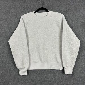Everlane Sweatshirt Womens Medium White ReNew Fleece Sherpa Crew Pullover Cozy